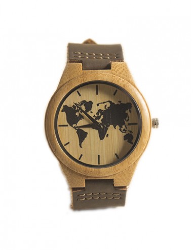 Wooden Watch with Leather Strap -...
