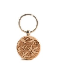 Wooden Key Ring - Marihuana Round