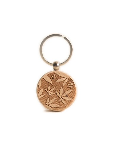 Wooden Key Ring - Marihuana Round