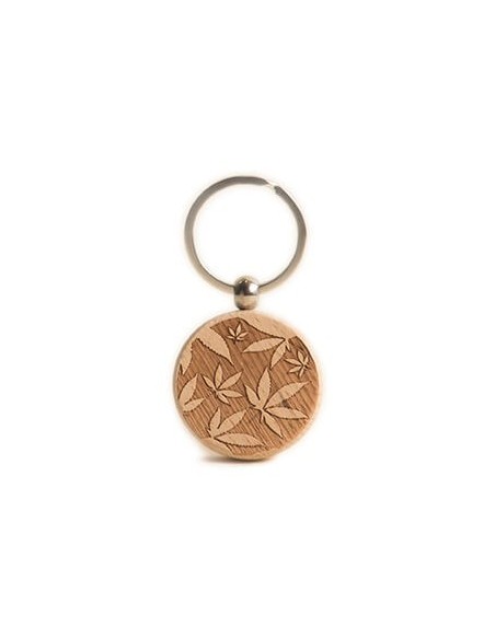 Wooden Key Ring - Marihuana Round