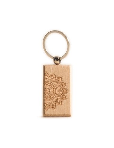 Wooden Key Ring - Mandala Square