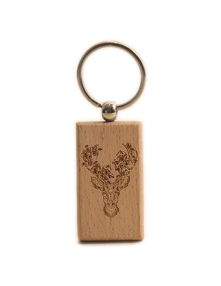 Wooden Key Ring - Deer Square