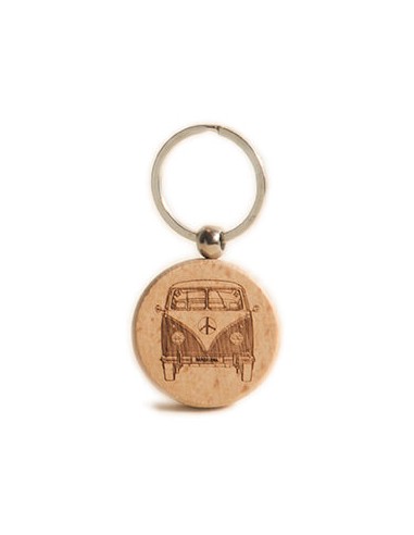 Wooden Key Ring - Camper Round