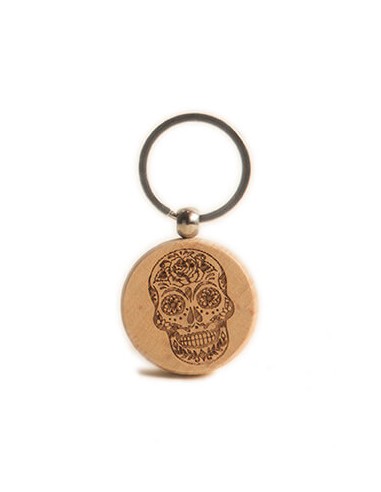 Llavero de madera - Calavera Redondo