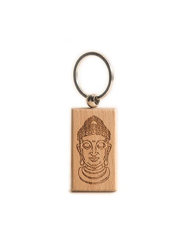 Wooden Key Ring - Buddha Square