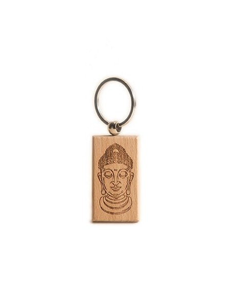 Wooden Key Ring - Buddha Square