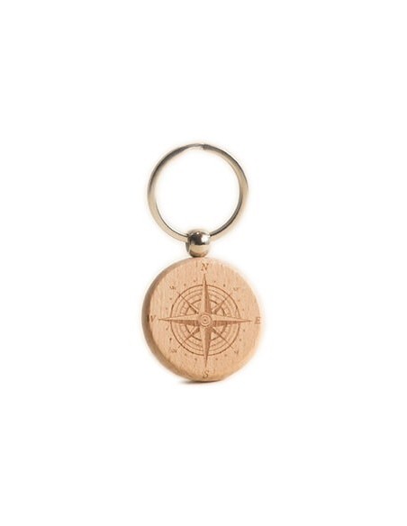 Wooden Key Ring - Compass Round