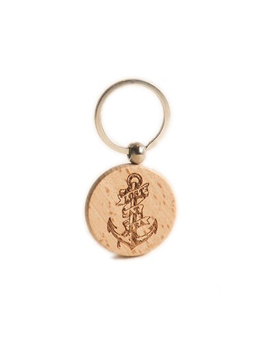Wooden Key Ring - Anchor Round