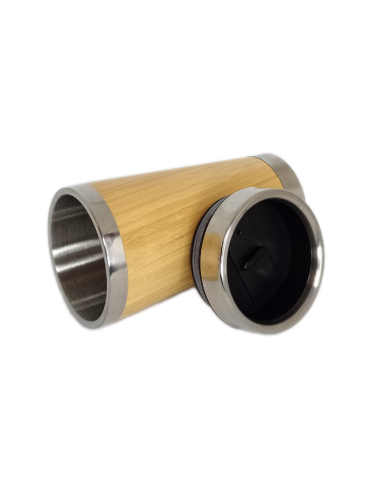 Termo de Acero Inoxidable y Bambú