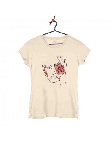 Camiseta Mujer - Rosa en mano