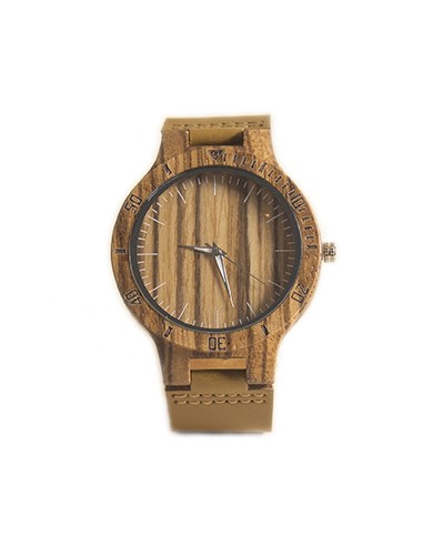 Wooden Watch with Leather Strap -...