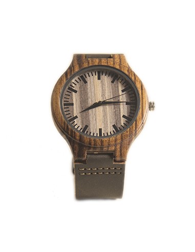 Wooden Watch with Leather Strap -...