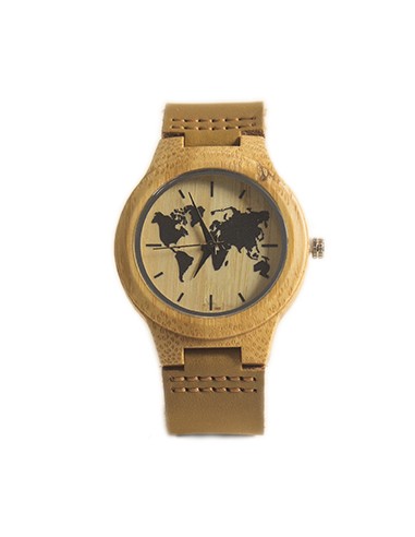 Wooden Watch with Leather Strap -...