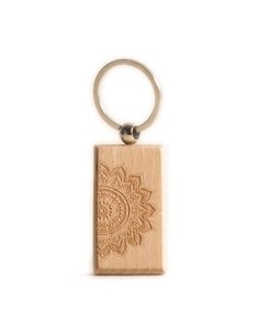 Wooden Key Ring - Mandala Square