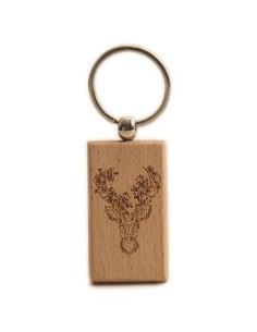 Wooden Key Ring - Deer Square