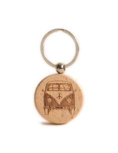 Wooden Key Ring - Camper Round