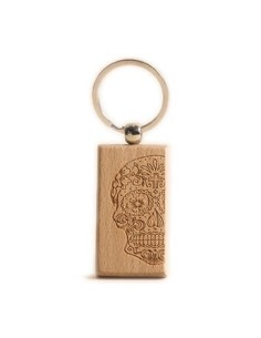 Llavero de madera - Calavera Cuadrado