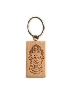 Wooden Key Ring - Buddha Square