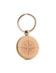 Wooden Key Ring - Compass Round